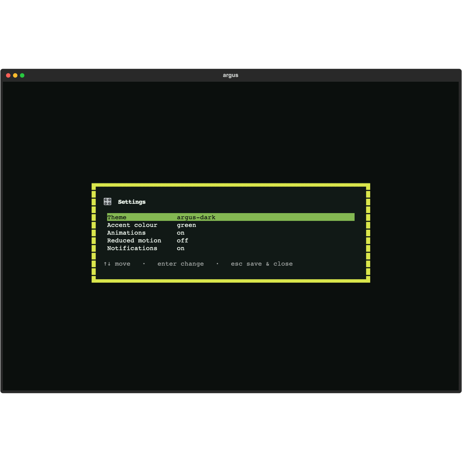 Console settings — theme, accent, animations, reduced motion, and notifications